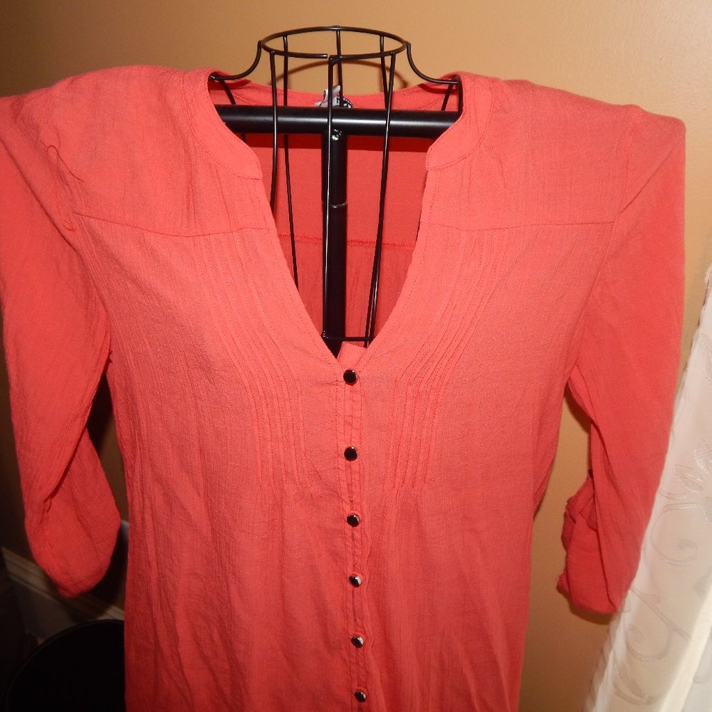 Ladies NOTATIONS button-front Tunic - Blouse ~~ Size Large~~ Coral - Picture 2 of 6